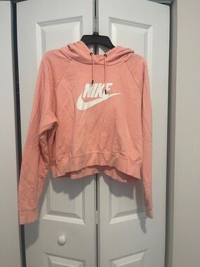 Nike Pink Hooded Cropped Sweatshirt